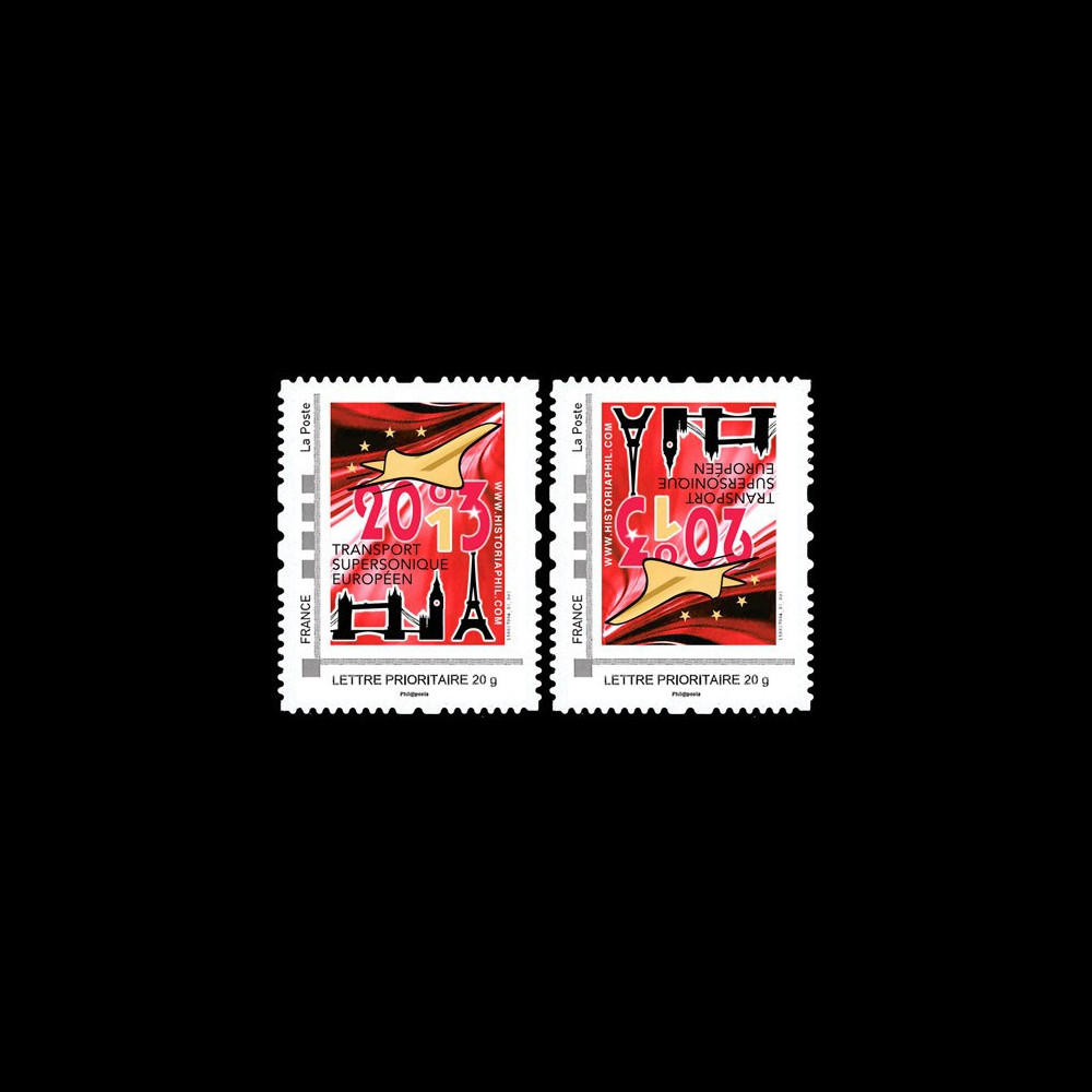 CO-RET50VN : 2013 - 2 TPP Variété tête-bêche "10 ans dernier vol Concorde" / ROUGE