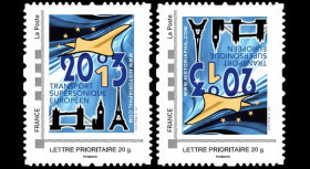 CO-RET49VN : 2013 - 2 TPP Variété tête-bêche "10 ans dernier vol Concorde" / BLEU