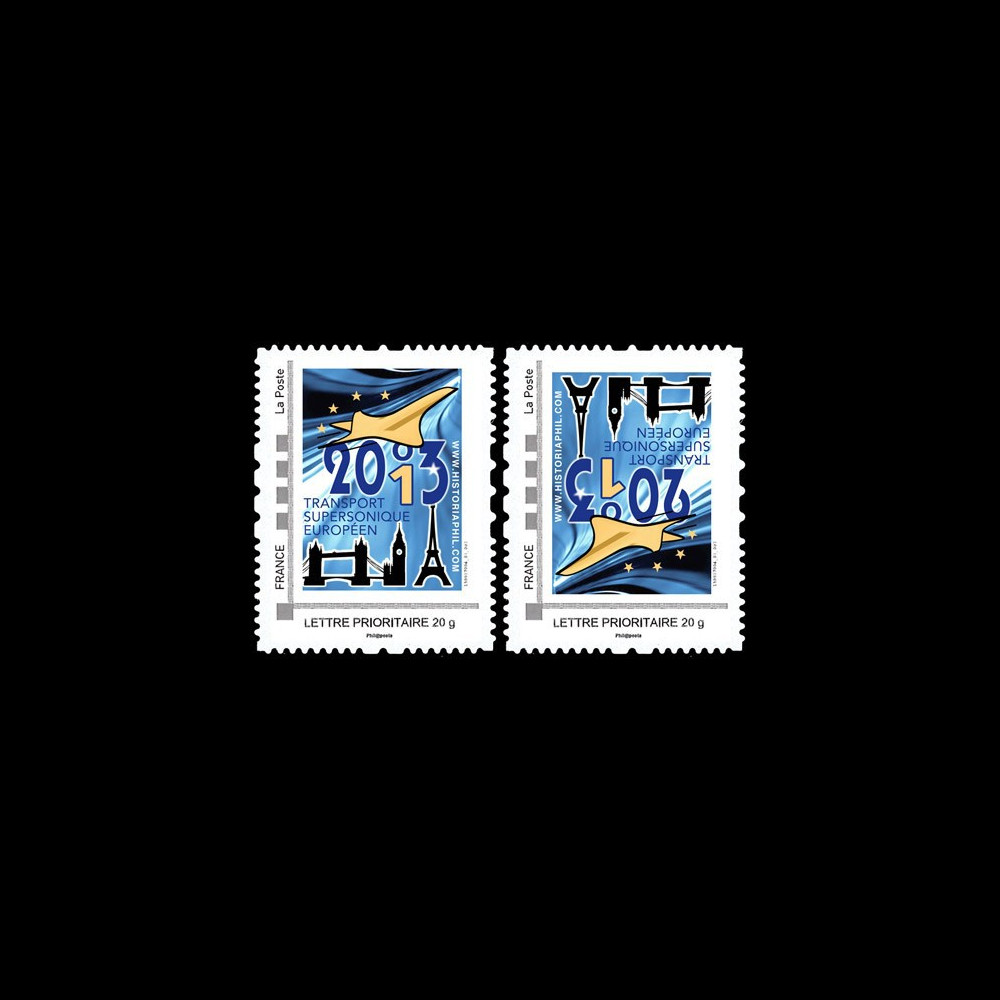 CO-RET49VN : 2013 - 2 TPP Variété tête-bêche "10 ans dernier vol Concorde" / BLEU