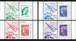 VA213L-PT1/4 : 2013 - 4 Marianne sur porte-timbres "Vol 213 Ariane - ATV4 Albert Einstein"