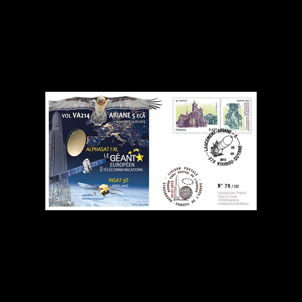 VA214L-T2 : 2013 - FDC Kourou ARIANE 5 "Vol 214 - satellites ALPHASAT I-XL et INSAT 3D"