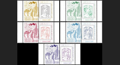 VA215L-PT1/5 : 2013 - 5 Marianne sur porte-timbres "Vol 215 Ariane - Es'Hail 1 (Qatar)"
