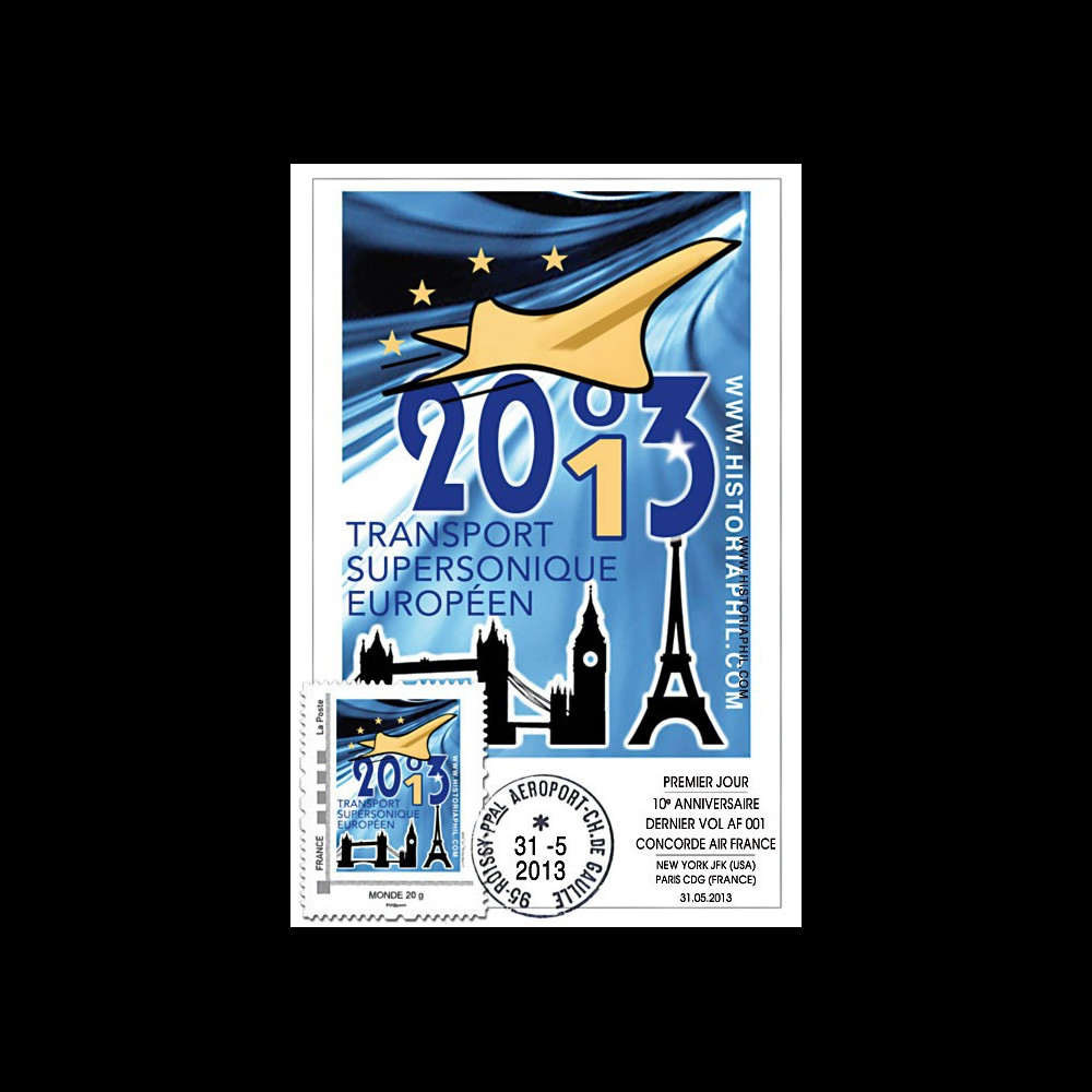 CO-RET49 : 2013 - Carte "10 ans dernier vol Concorde AF002/001 Paris-New York-Paris"