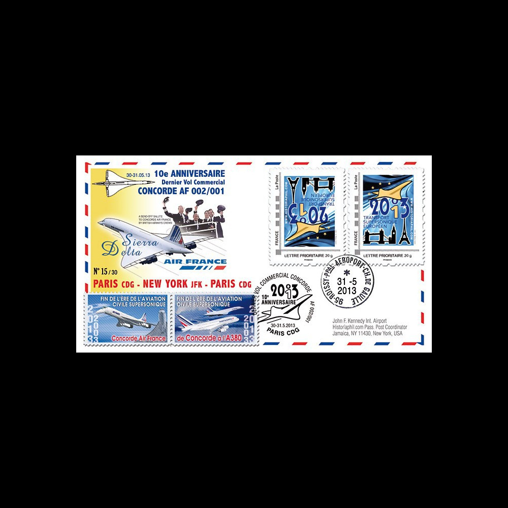 CO-RET49V : 2013 - FFC "10 ans dernier vol Concorde Paris-New York-Paris" / variété