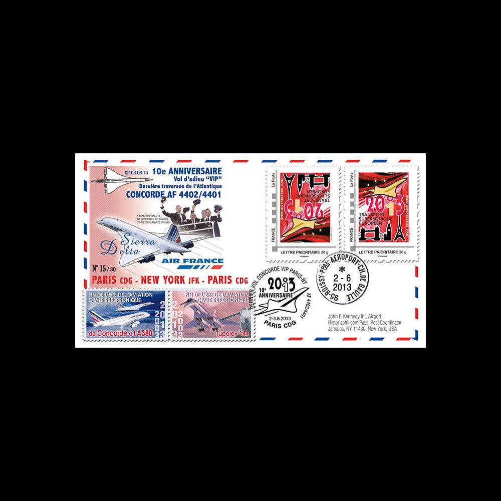 CO-RET50V : 2013 FFC "10 ans dernier vol VIP Concorde AF Paris-New York-Paris" / variété