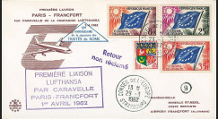 AE13 : 1962 - FFC Conseil Europe "Lufthansa 1ère liaison aér. Paris-Francfort par Caravelle"