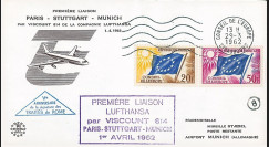 AE14 : 1962 - FFC Conseil Europe "Lufthansa 1ère liaison aérienne Paris-Stuttgart-Munich"