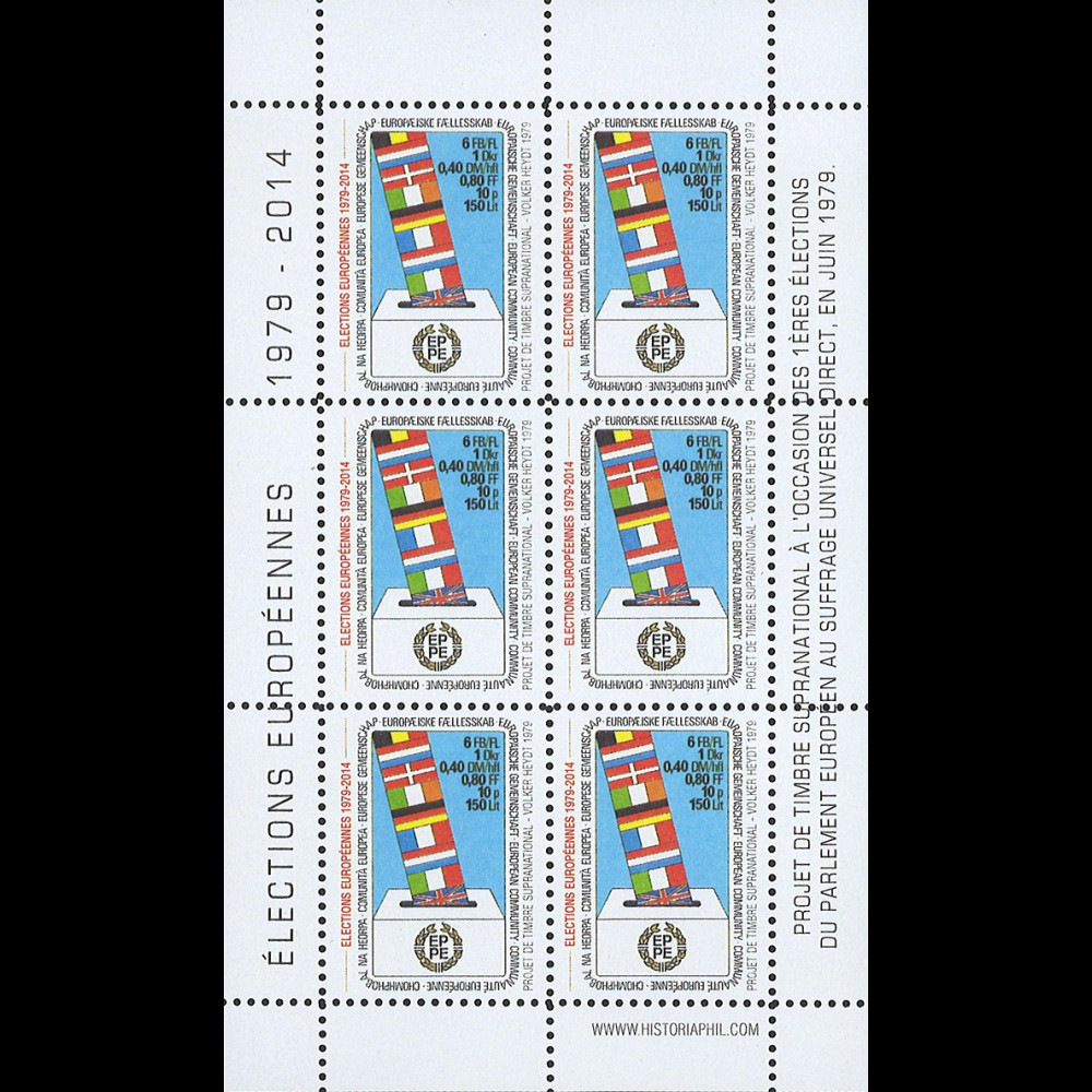 PE661B : 2014 - Bloc 6 vignettes "Élections Européennes au Parlement européen 1979-2014"