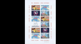 A380-234FND : 2013 - Feuillet 12 vignettes ND "Airbus A380 Air France - 1er vol Paris-Cancún"