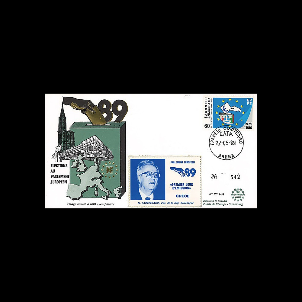 PE184 : 1989 - FDC Parlement européen "Élections Européennes / SARTZETAKIS