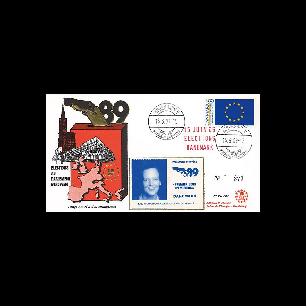 PE187 : 1989 - FDC Parlement européen "Élections Européennes / MARGRETHE II