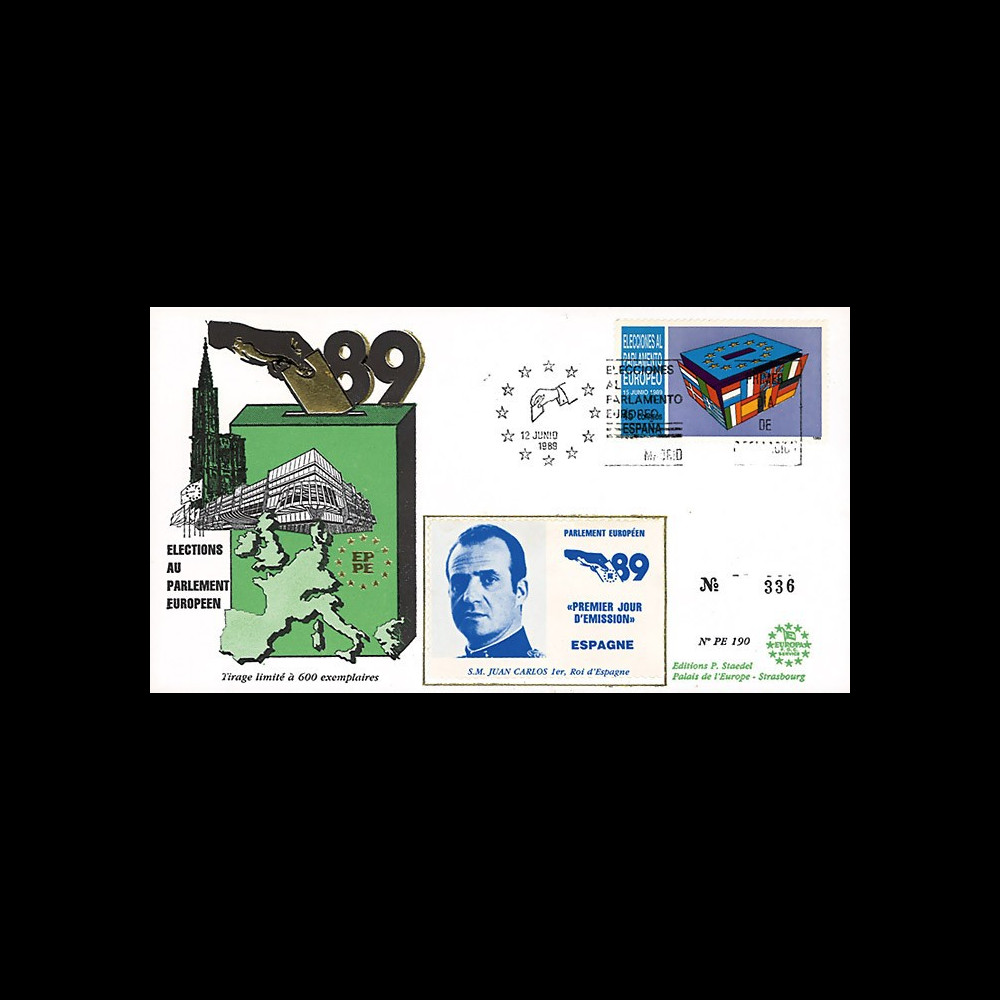 PE190 : 1989 - FDC Parlement européen "Élections Européennes / JUAN CARLOS 1er