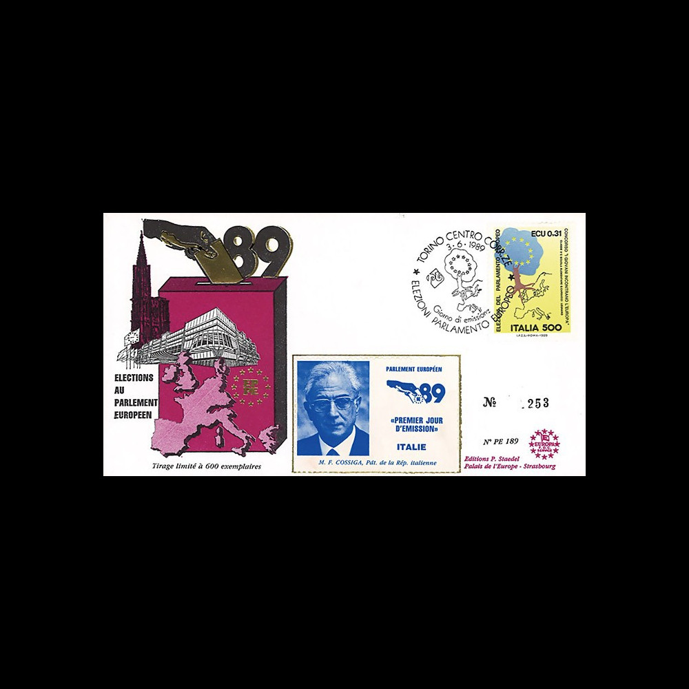 PE189 : 1989 - FDC Parlement européen "Élections Européennes / M. COSSIGA
