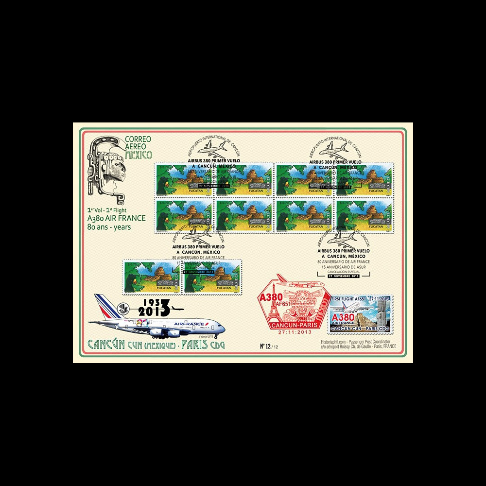 A380-241 : 2013 - Maxi-FFC MEXIQUE "A380 Air France - 1er vol AF651 Cancún-Paris"