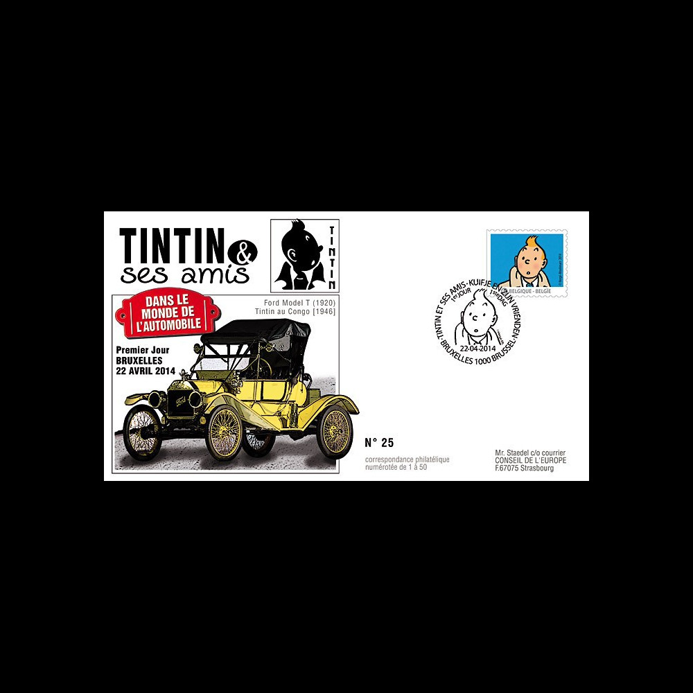 TIN14-1 : 2014 - Belgique FDC 1er Jour "Tintin & ses amis / Ford Model T / Tintin au Congo" TIN14-1 : 2014 - Belgique FDC 1er Jour "Tintin & ses amis / Ford Model T / Tintin au Congo"