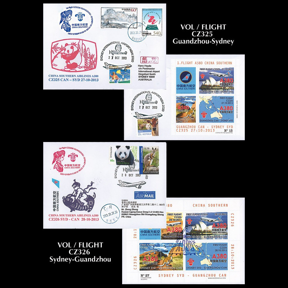 A380-242/243 : 2 FFC voyagées à bord “1er vol A380 China Southern Guandzhou-Sydney"