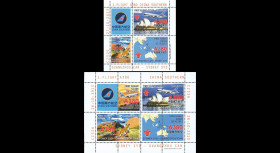 A380-242/243BD : 2 blocs de vignettes “1er vol A380 China Southern Guandzhou-Sydney"