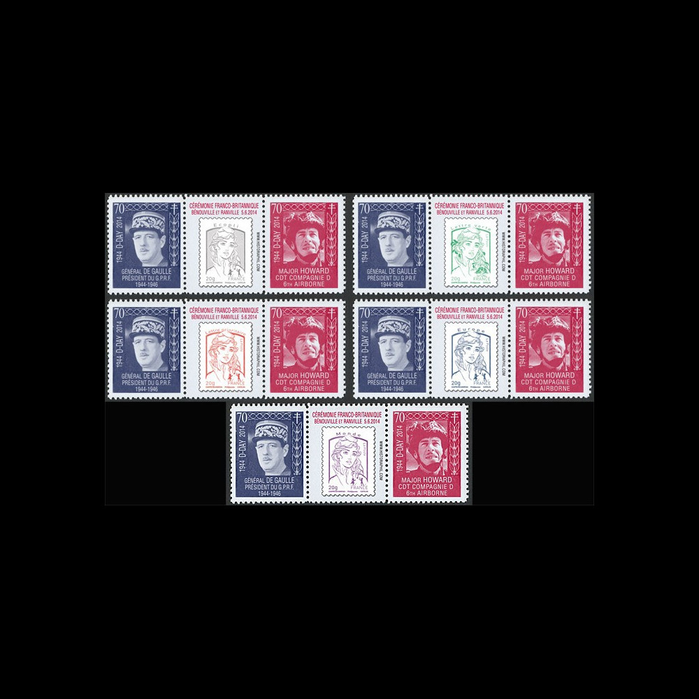 DEB14-22PT1/5 : 2014 - Série 5 Marianne "70 ans D-DAY / DE GAULLE & Major HOWARD"