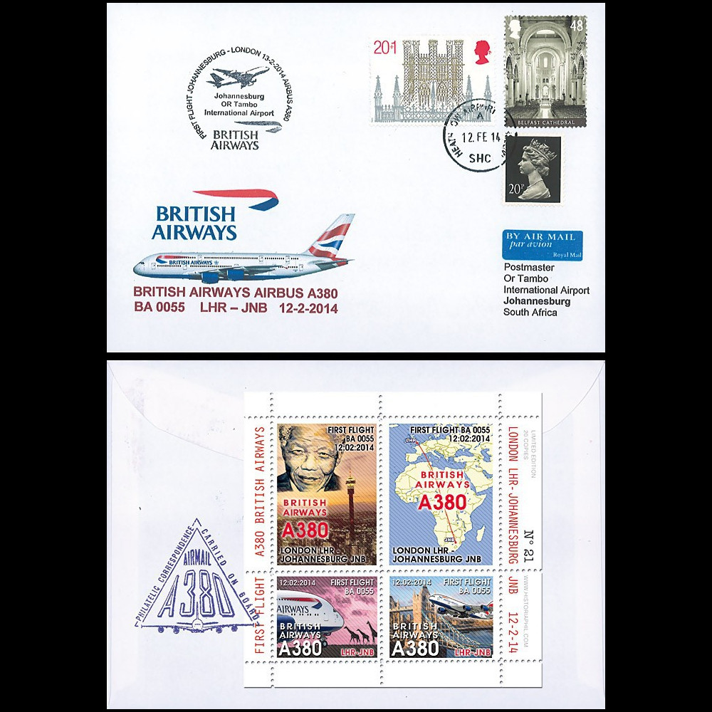A380-246 : 12-02-2014 - FFC UK "1er vol A380 British Airways Londres - Johannesburg"
