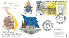 PE666 : 25.11.2014 - FDC Parlement européen "Visite officielle de S.S. le Pape François"