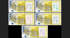 PE666-PT1/5 : 25.11.2014 - 5 porte-timbres "Visite Pape François au Parlement européen"