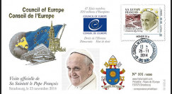 CE65V-3 : 25.11.2014 - FDC Conseil de l'Europe "Visite officielle de S.S. le Pape François"