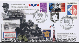 LIB04-S3 : 2004 - FDC "60 ans Libération de Strasbourg par la 2e DB - Leclerc" Gerstheim