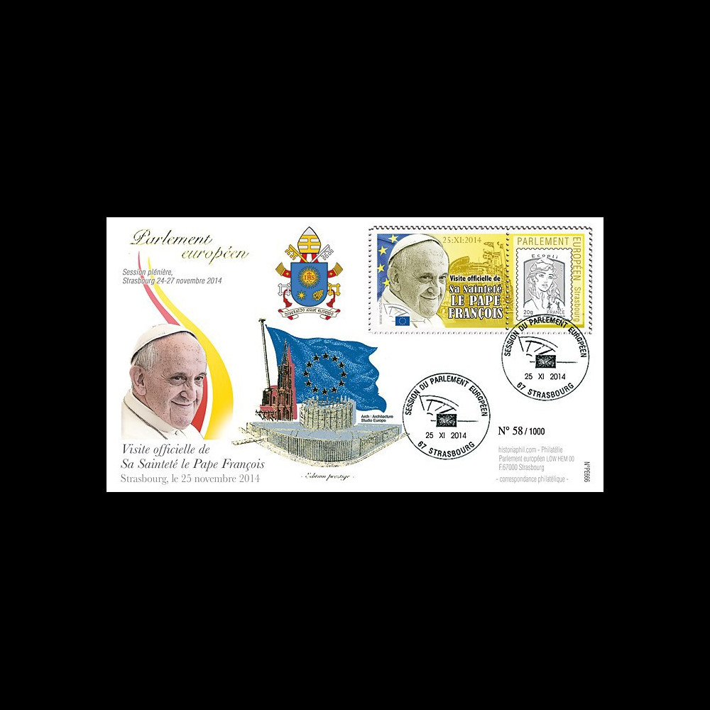 PE666-T2 : 25.11.2014 - FDC Parlement européen "Visite officielle de S.S. le Pape François"
