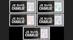 PE670-PT1/5 : 2015 - 5 porte-timbres session Parlement européen " Je suis Charlie "