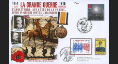 CENT14-08 : Maxi FDC ROYAUME-UNI - FRANCE "100 ans Grande Guerre - Bataille Somme"