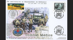 DEB14-32 : 2014 - Maxi FDC "70 ans D-DAY / JEEP WILLYS - Combat des unités médicales"