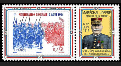 CENT14-17PT : 2014 - Porte-timbre "100 ans Grande Guerre - Bataille Marne / JOFFRE"