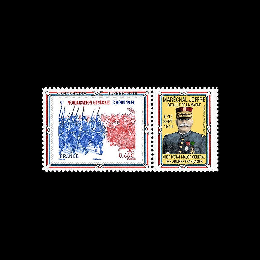 CENT14-17PT : 2014 - Porte-timbre "100 ans Grande Guerre - Bataille Marne / JOFFRE"