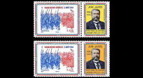 CENT14-18PT : 2014 - 2 Porte-timbre "100 ans Grande Guerre - Assassinat JAURES"