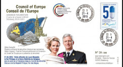 CE66-II : 04-2015 - FDC Conseil de l'Europe "Roi Philippe et Reine Mathilde de Belgique"