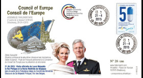 CE66-II : 04-2015 - FDC Conseil de l'Europe "Roi Philippe et Reine Mathilde de Belgique"