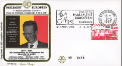 PE131 : 04-1987 - FDC Parlement européen "Visite Sa Majesté BAUDOUIN 1er