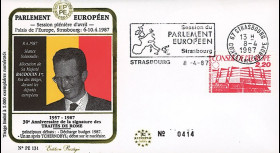 PE131 : 04-1987 - FDC Parlement européen "Visite Sa Majesté BAUDOUIN 1er