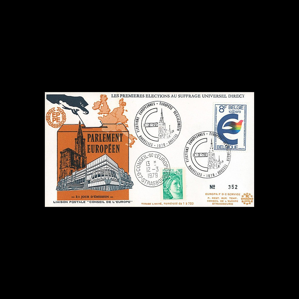 EP4L-T1 : 1979 - FDC BELGIQUE "Premières Élections Européennes au Parlement européen"