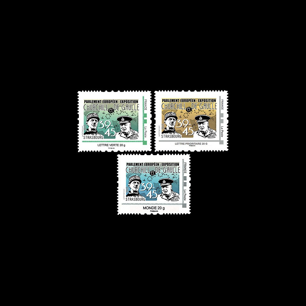 PE675-1/3N : 2015 - Série 3 TPP "Parlement européen : Expo CHURCHILL & DE GAULLE"