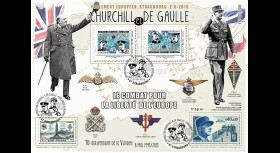 PE675-3V : 2015 - Maxi FDC VARIETE "Expo CHURCHILL & DE GAULLE - 70 ans Victoire"
