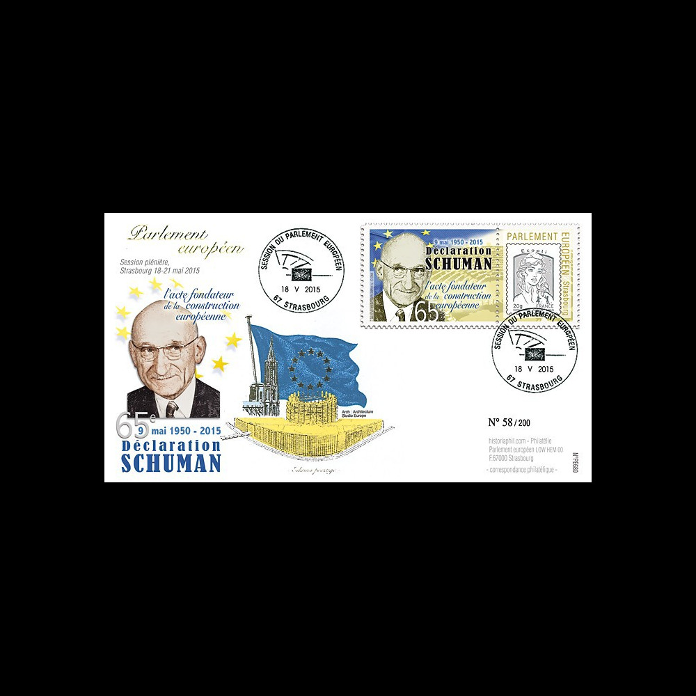 PE680 : 9-5-2015 - FDC Parlement européen "65e anniversaire de la Déclaration Schuman"