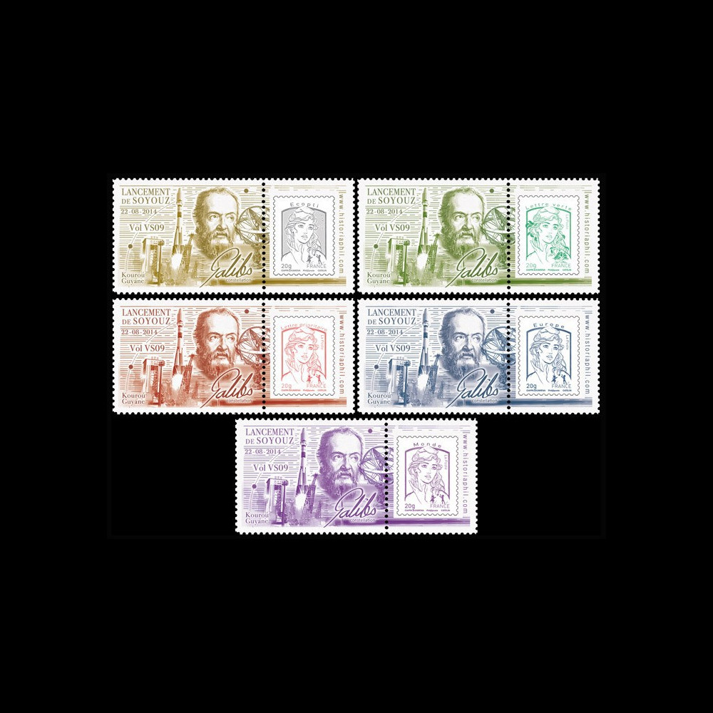 VS09L-PT1/5 : 2014 - Série 5 Marianne "Fusée SOYOUZ Vol 9 / Constellation GALILEO