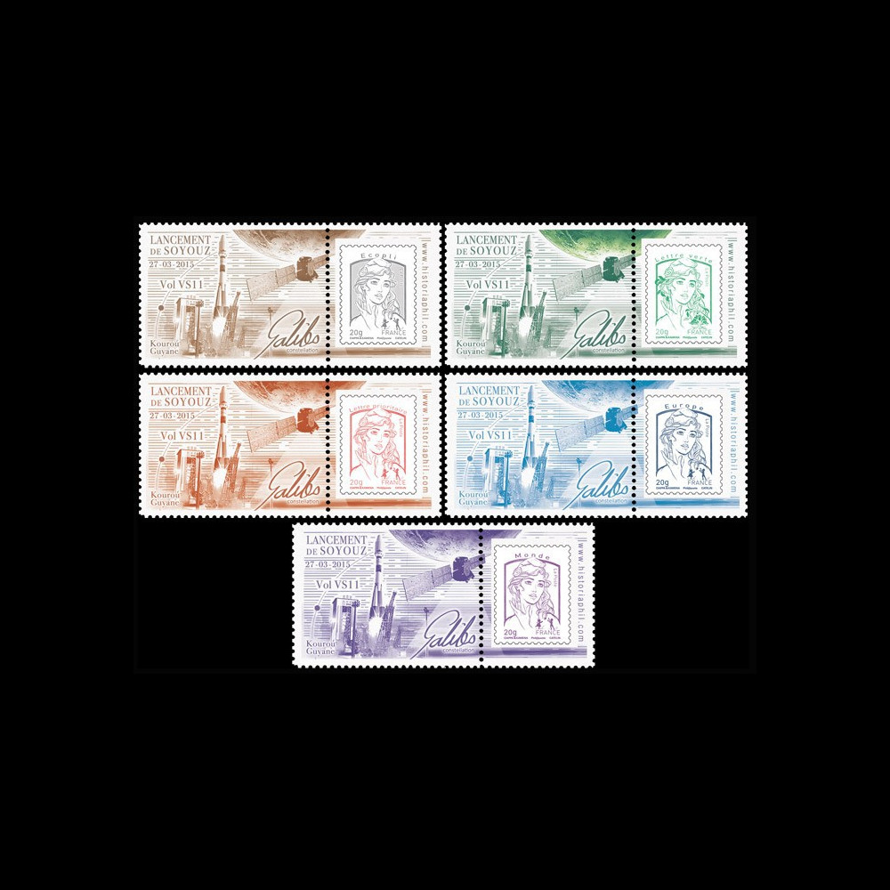 VS11L-PT1/5 : 2015 - Série 5 Marianne "Fusée SOYOUZ Vol 11 / Constellation GALILEO - ADAM"