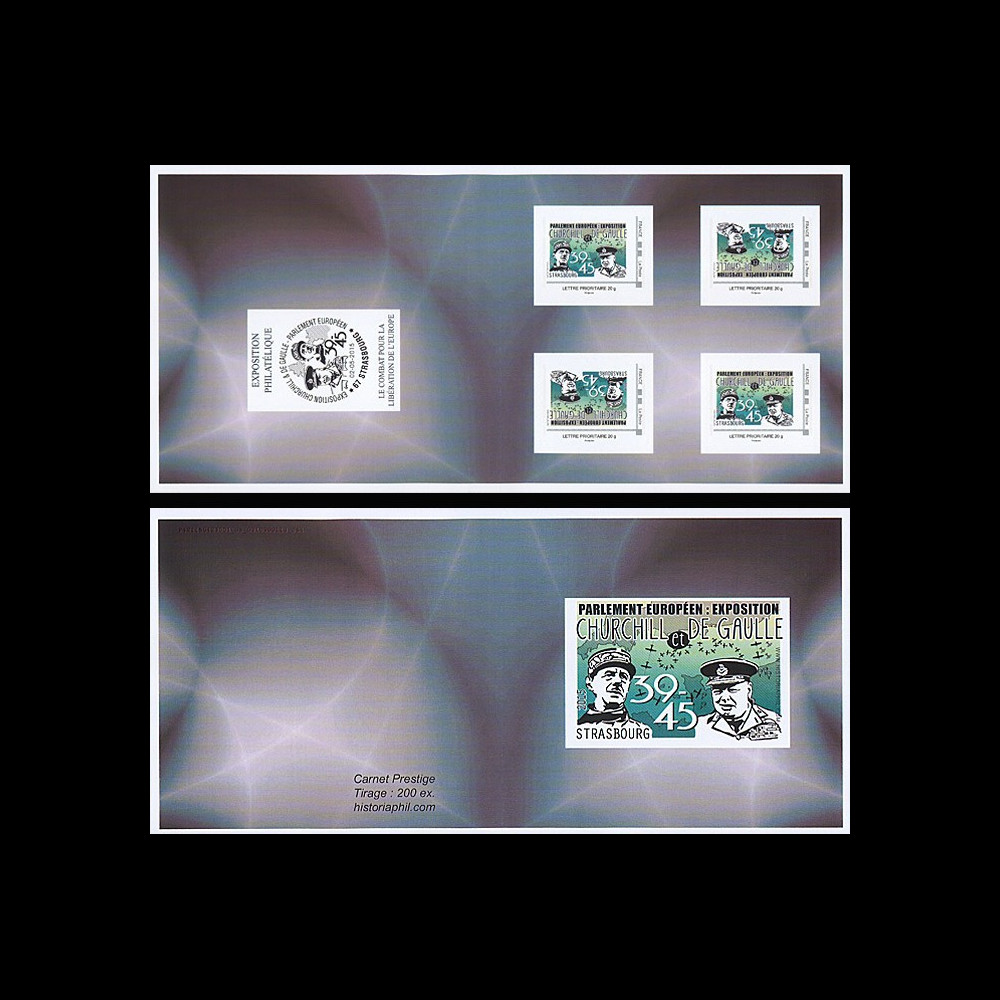 PE675-1C : 2015 - Carnet Collector 4 TPP VERT "Expo CHURCHILL & DE GAULLE - 70 ans Victoire"