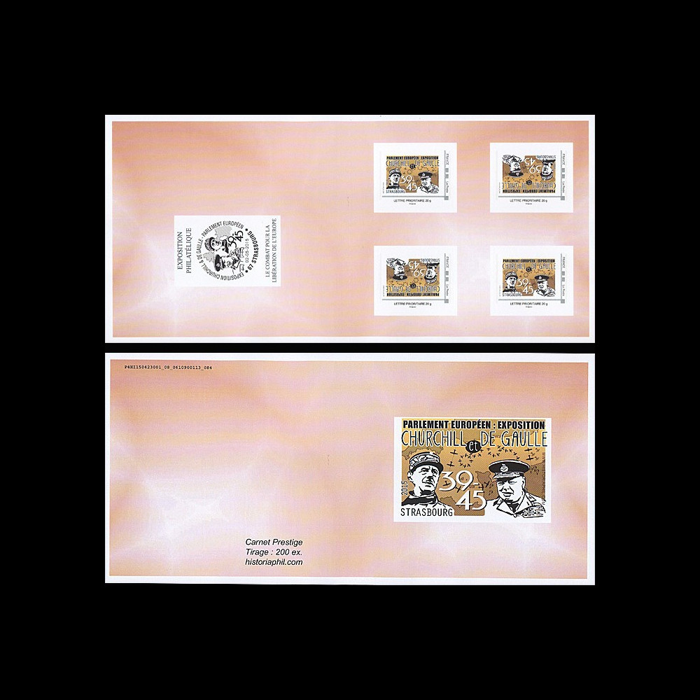 PE675-2C : 2015 - Carnet Collector 4 TPP JAUNE "CHURCHILL & DE GAULLE - 70 ans Victoire"