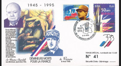 DEM95-1 : FDC France "50 ans du Service de Déminage 1945/1995 - Churchill et de Gaulle"