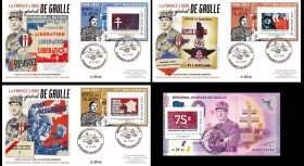 DG15-7/10 : 2015 - 3 FDC + 1 billet souvenir "75 ans Appel du 18 juin - de Gaulle" Série N°3