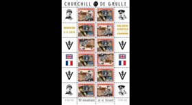 PE676-4FD : 2015 Vignettes patriotiques "Expo CHURCHILL & DE GAULLE - 70 ans Victoire"