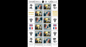 PE676-5FD : 2015 Vignettes patriotiques "Expo CHURCHILL & DE GAULLE - 70 ans Victoire"